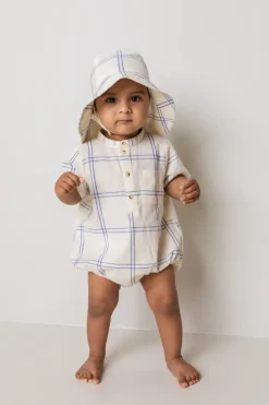 MarMar Copenhagen Solhatte & Huer>Alba Baby Long, Sommerhat Blue Check