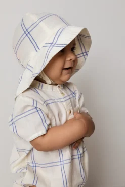 MarMar Copenhagen Solhatte & Huer>Alba Baby Long, Sommerhat Blue Check