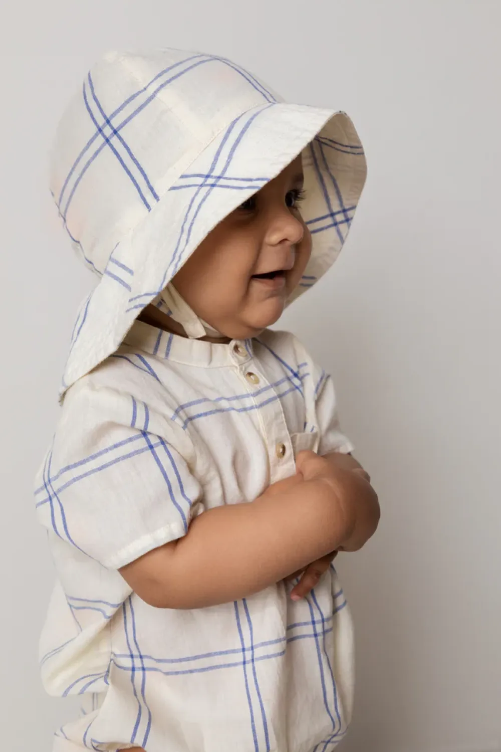 MarMar Copenhagen Solhatte & Huer>Alba Baby Long, Sommerhat Blue Check
