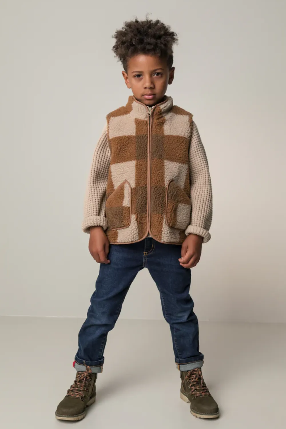 MarMar Copenhagen Fleece & Teddy>Joby, Teddybear Vest Chunky Hazel Check