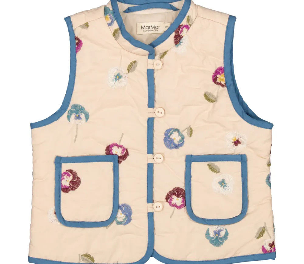 MarMar Copenhagen Overdele>Jola, Vest Med Fyld Pansy Embroidery