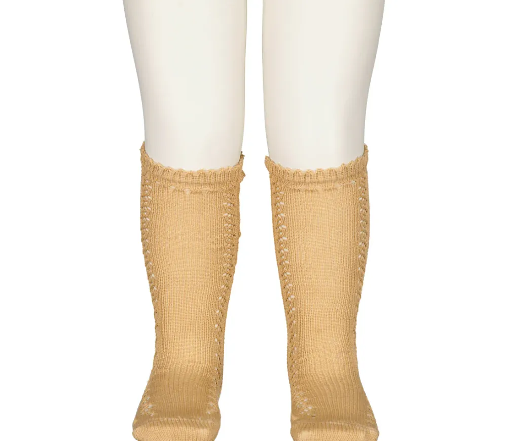 MarMar Copenhagen Strømper & Strømpebukser>Knee Socks Pointelle, Strømper Cumin