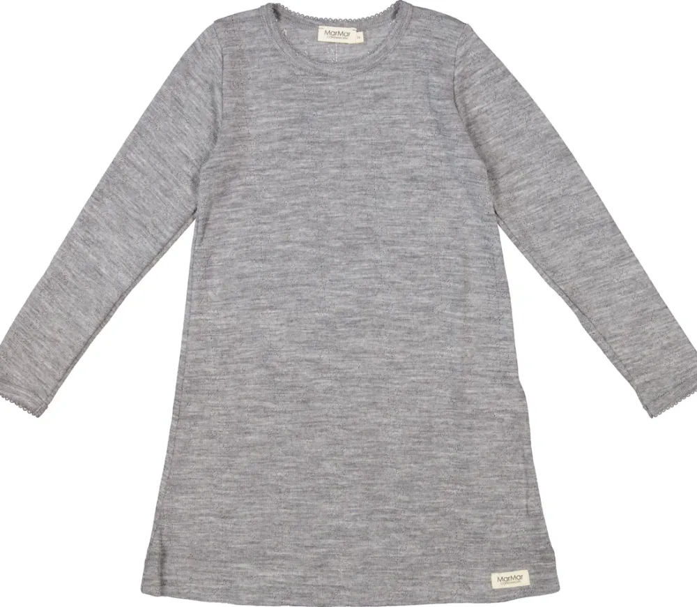 MarMar Copenhagen Uld>Night Dress, Uld Pointelle Nattøj Grey Melange
