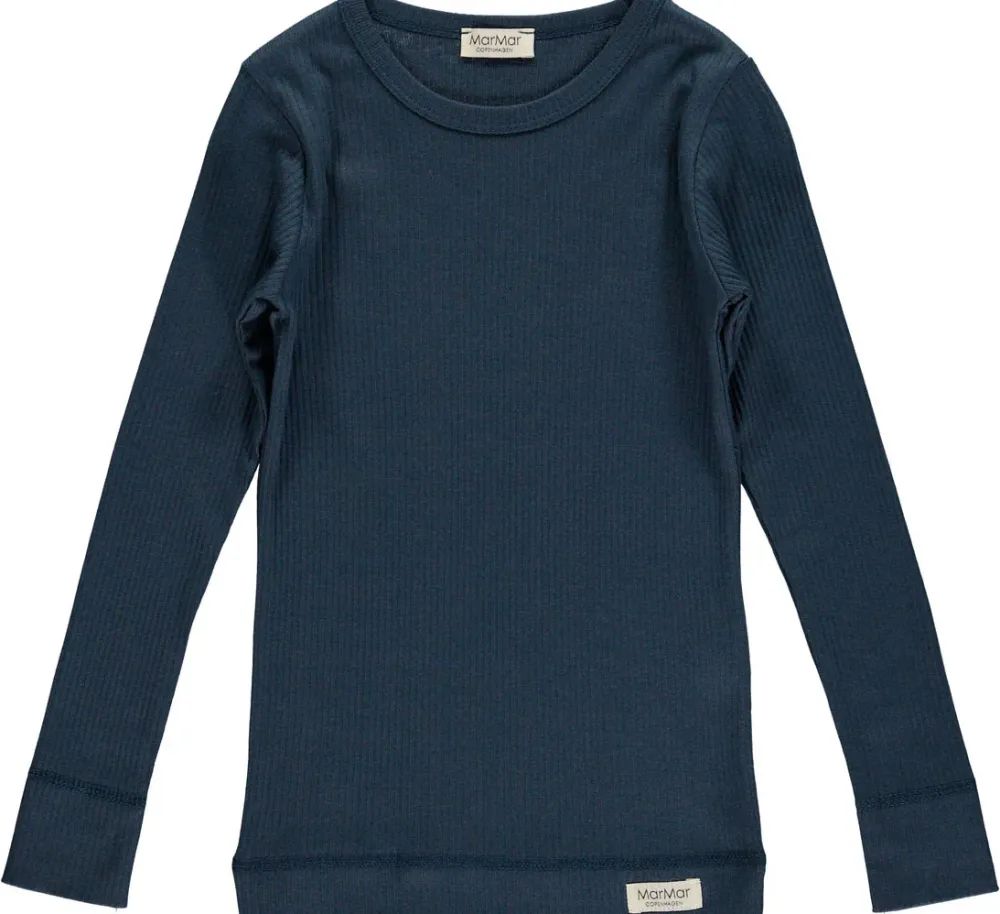 MarMar Copenhagen Overdele>Plain Tee Ls, T-Shirt Blue