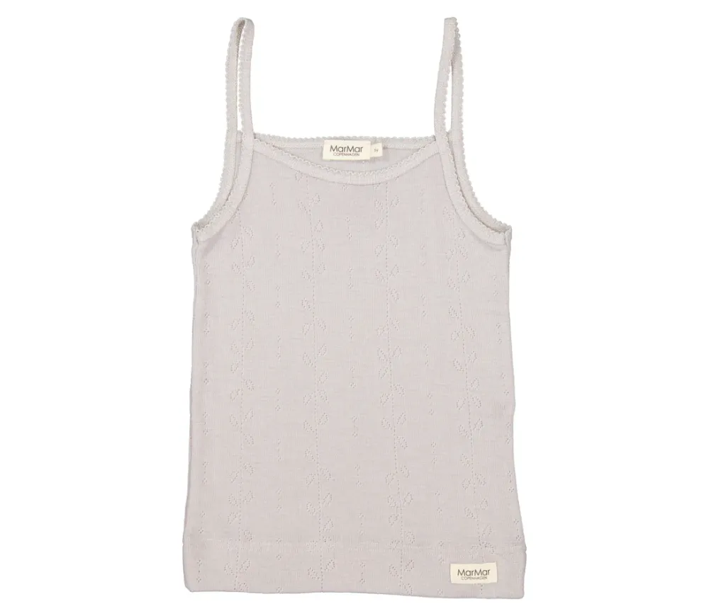 MarMar Copenhagen Undertøj>Strap Vest, Uld Pointelle Undertroje Soft Dove