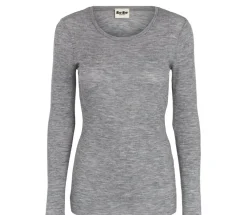 MarMar Copenhagen T-Shirts>Tamra W, Uld Rib Bluse Grey Melange