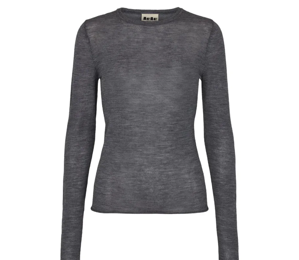 MarMar Copenhagen Strik>Tanne W, Bluse Mid Grey Melange