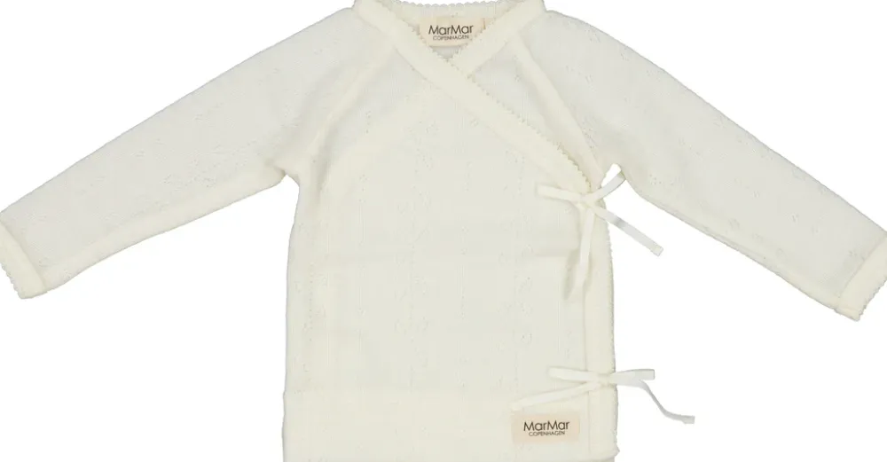 MarMar Copenhagen Overdele>Tut Wrap Ls, Uld Pointelle Bluse Natural