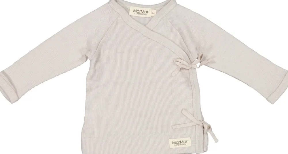 MarMar Copenhagen Overdele>Tut Wrap Ls, Uld Rib Bluse Pepple